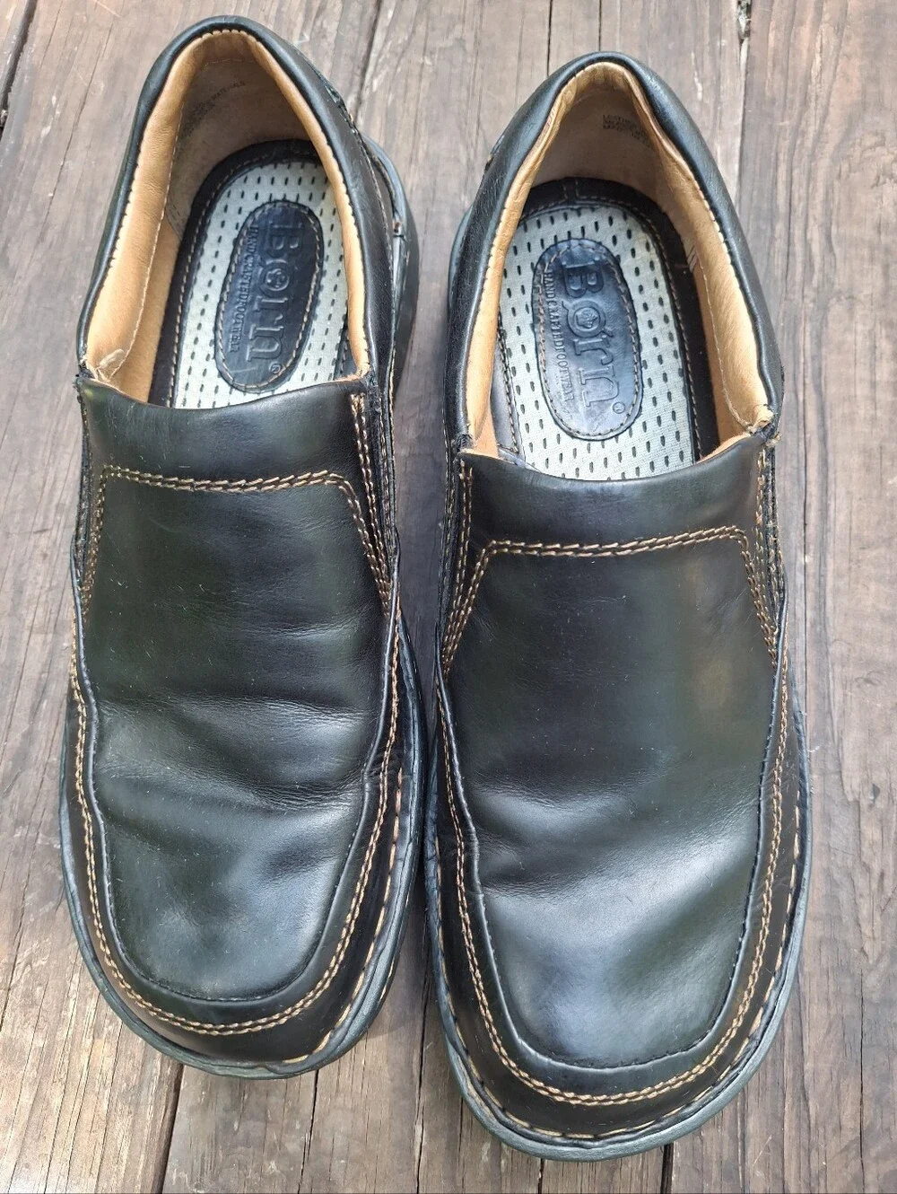 Born Blast III Mens Size 9M Black Leather Slip-On Shoes Handcrafted Sustainable